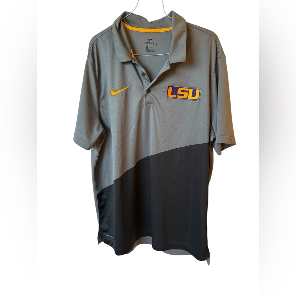 LSU Nike Player Team Issued Worn Dri Fit Polo Shirt XL
